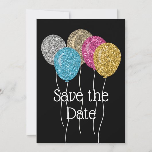 Save the Date Glitzern Birthday Party (Vorderseite)
