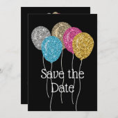 Save the Date Glitzern Birthday Party (Vorne/Hinten)