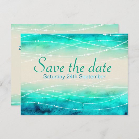 Save the Date glitzernde Hochzeiten Ankündigungspostkarte (Vorne/Hinten)