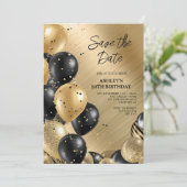 Save the Date Gold 50. Geburtstag Einladung (Stehend Vorderseite)