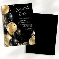 Save the Date Gold Black 50. Geburtstag