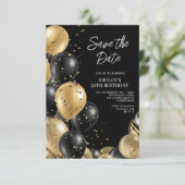 Save the Date Gold Black 50. Geburtstag Einladung (Stehend Vorderseite)