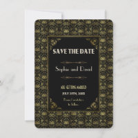 Save The Date | Gold Black Roaring 20s Art Deco