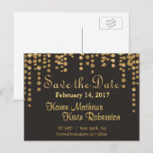 Save The Date | Gold Confetti Ankündigungspostkarte (Vorne/Hinten)