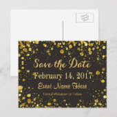Save The Date | Gold Confetti Ankündigungspostkarte (Vorne/Hinten)