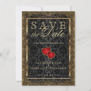 Save the Date Gold Confetti und Black