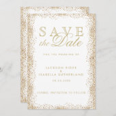 Save the Date Gold Confetti und White (Vorne/Hinten)