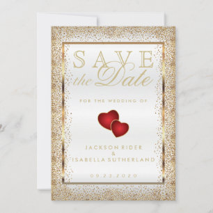 Save the Date Gold Confetti und White