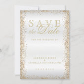 Save the Date Gold Confetti und White (Vorderseite)