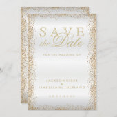 Save the Date Gold Confetti und White (Vorne/Hinten)