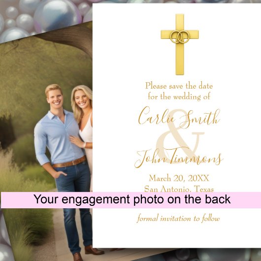 Save the Date Gold Cross Wedding Rings 3 Foto