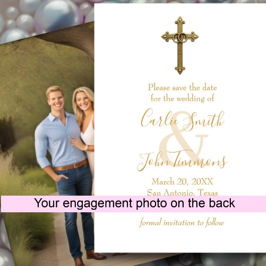 Save the Date Gold Cross Wedding Rings 4 Foto