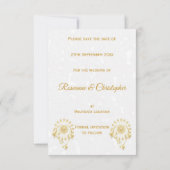 Save the Date Gold Floral Heart Butterfells Einladung (Rückseite)