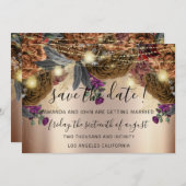 Save the Date Gold florale Rose Herbstbraun (Vorne/Hinten)