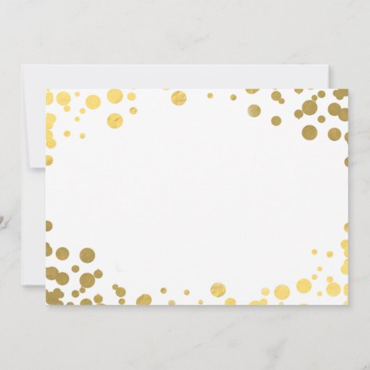 SAVE THE DATE Gold Foil Confetti Dots Fotokarte Einladung (Rückseite)