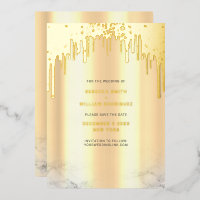 Save The Date Gold Glitter Tropfen