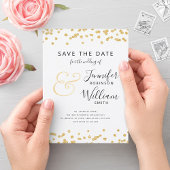 SAVE THE DATE Gold Glitzer Confetti Script Wedding Einladung