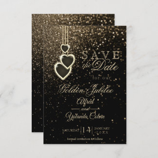 Save the Date - Gold-Glitzer Einladung