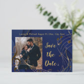 Save the Date Gold Glitzer Musiknoten Moderne Einladung (Stehend Vorderseite)