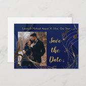 Save the Date Gold Glitzer Musiknoten Moderne Einladung (Vorne/Hinten)