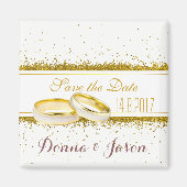 Save the Date Gold Glitzer Rings - Magnet (Vorne)