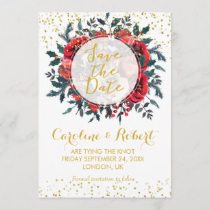 Save the Date Gold Glitzer Weihnachten