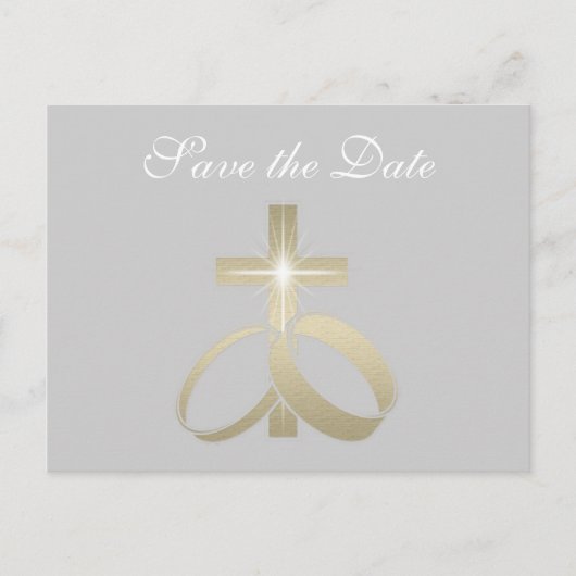 Save the Date Gold Hochzeiten und Cross Ankündigungspostkarte (Vorderseite)