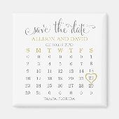 Save the Date Gold-Kalendervorlage Magnet (Vorne)