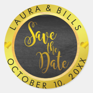 Save the Date Gold Liebe Glitzer Hochzeit Runder Aufkleber