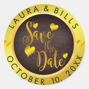 Save the Date Gold Liebe Glitzer Hochzeit Runder Aufkleber