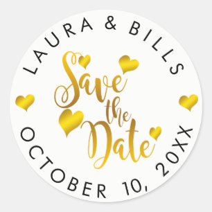 Save the Date Gold Liebe Glitzer Hochzeit Runder Aufkleber