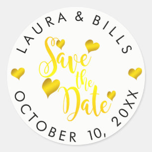 Save the Date Gold Liebe Glitzer Hochzeit Runder Aufkleber