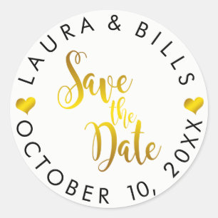Save the Date Gold Liebe Glitzer Hochzeit Runder Aufkleber