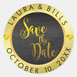 Save the Date Gold Liebe Glitzer Hochzeit Runder Aufkleber