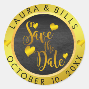 Save the Date Gold Liebe Glitzer Hochzeit Runder Aufkleber