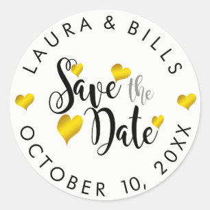 Save the Date Gold Liebe Glitzer Hochzeit Runder Aufkleber