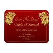 Save The Date - Gold Roses Maroon Red Vinyl  Magnet (Horizontal)