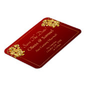 Save The Date - Gold Roses Maroon Red Vinyl  Magnet (Linke Seite)
