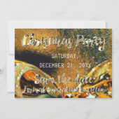 Save the Date Gold Script Ribbon Weihnachts-Party (Vorderseite)