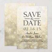 Save the Date Gold Sparkle Snowflake (Vorne/Hinten)