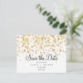 Save the Date Gold Stars Postkarte (Stehend Vorderseite)