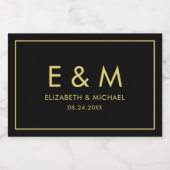 Save the Date Gold Stylish Simple Text Monogram Schaumweinetikett (Einzelnes Label)