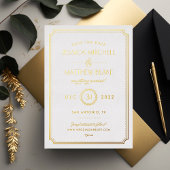 Save the Date Gold und White Art Deco Folieneinladung
