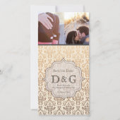 Save the Date Gold Vanilla Damask Fillagary Card (Vorderseite)