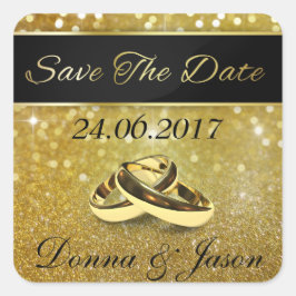 Save the Date Gold Wedding Rings - Aufkleber