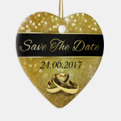 Save the Date Gold Wedding Rings - Herzdekoration Keramikornament (Rechts)