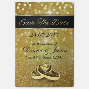 Save the Date Gold Wedding Rings - Post-it® Notes Post-it Klebezettel