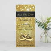 Save the Date Gold Wedding Rings - Rack Card (Stehend Vorderseite)