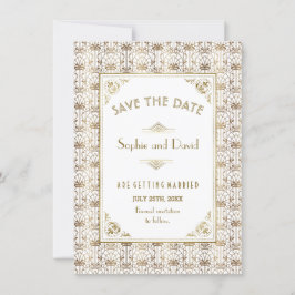 Save The Date | Gold White Roaring 20s Art Deco