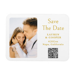 Save the Date Gold White Stilvolle Moderne Hochzei Magnet